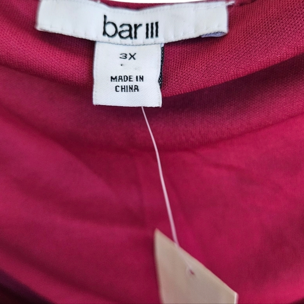 Bar III Plus Size Ruched Maroon Blouse, Size 3X - Picture 2 of 5